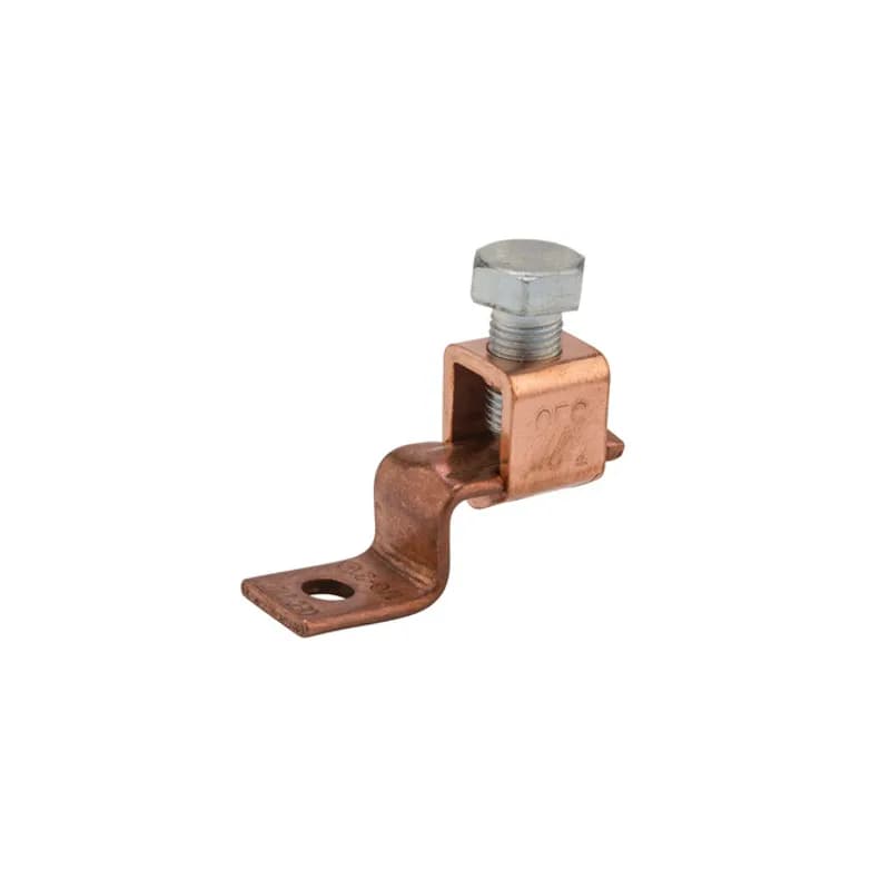Copper Solderless Lug 1/0-6 AWG Made of 99.98 pure electrolytic copper. Steel-plated screws to prevent rusting. 25 to 70 ampere size have slotted head screws. Larger sizes have hex head screws. Rated 600 volts max. UL 486 Listed. Temperature rating 90 degrees C.