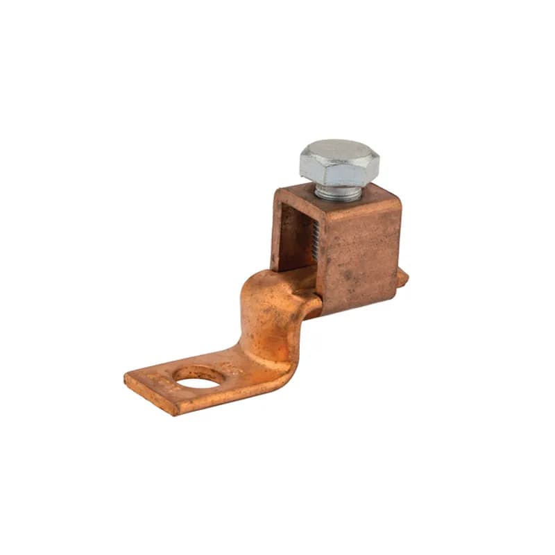 Copper Solderless Lug, 3/0-4 AWG with 3/8" Mounting Hole is made of 99.98 pure electrolytic copper. Steel-plated screws to prevent rusting. 25 to 70 ampere size and has 3/8" hex head screws. Rated 600 volts max. UL 486 Listed. Temperature rating 90 degrees C.