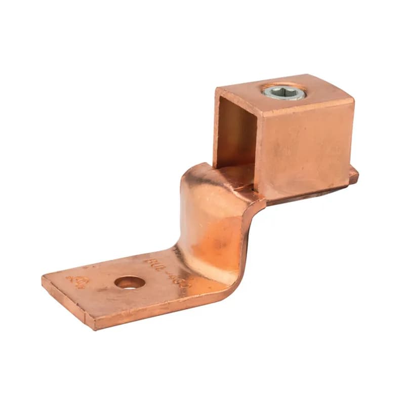 Copper Solderless Lug 500 MCM - 4/0 AWG Made of 99.98 pure electrolytic copper. Steel-plated screws to prevent rusting. 25 to 70 ampere size have slotted head screws. Larger sizes have hex head screws. Rated 600 volts max. UL 486 Listed. Temperature rating 90 degrees C.