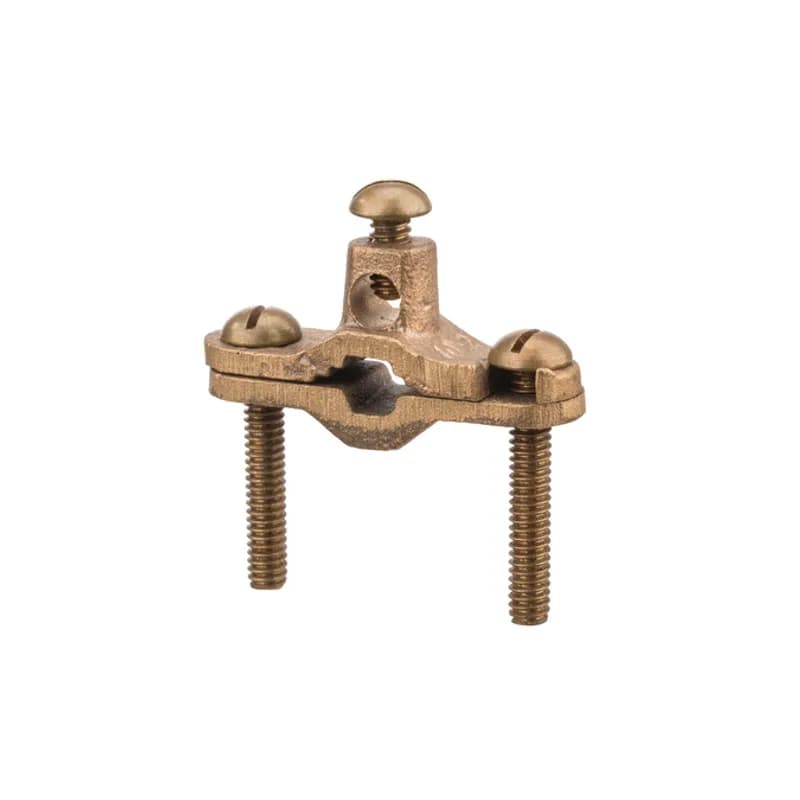 The NSI G-1-SDBR Heavy Duty Bronze Ground Clamp for Direct Burial grips on pipes between 1/2" to 1" in diameter and rebar from 3/8" to 1" in diameter for quick and easy wire grounding. Suitable for direct burial, this ground clamp comes with 304 stainless steel screws and a cast bronze clamp body. These economical, high-quality metals provide durable performance in a range of applications. cULus Listed 467 for Grounding and Bonding. Stock products you can rely on—stock NSI.