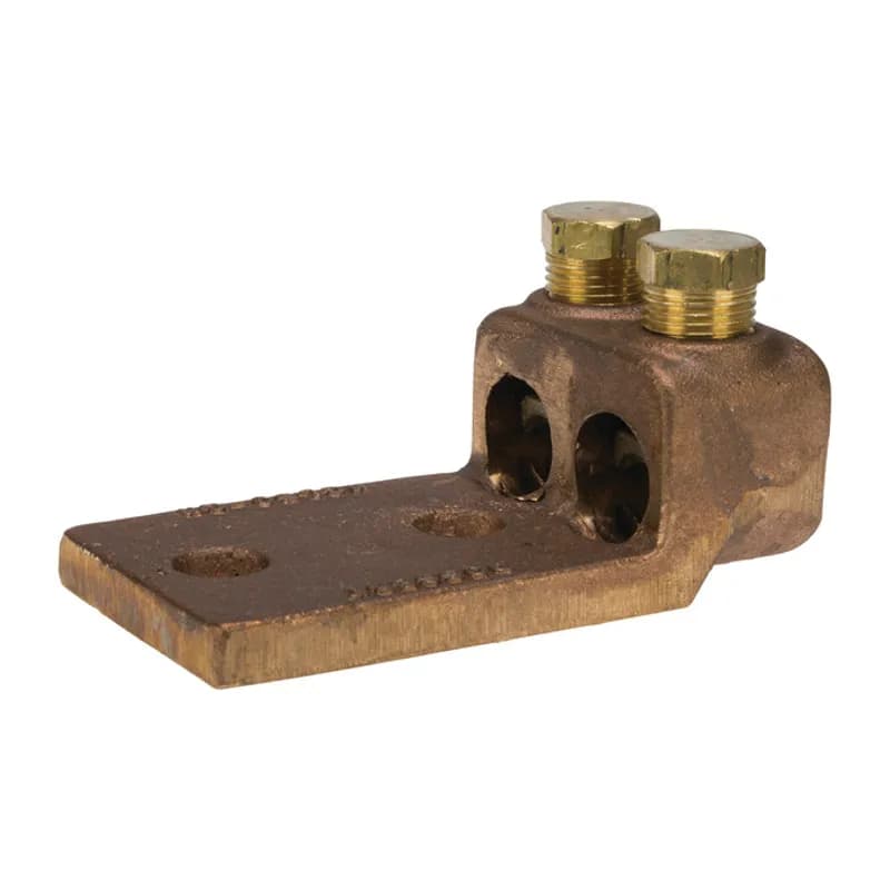 Cast Bronze Terminal Lug 500 - 300 MCM 2 Port 2 Mounting Holes Copper Terminal Lugs are made of high copper alloy. They are used for joining a wide range of cables or terminal blocks.