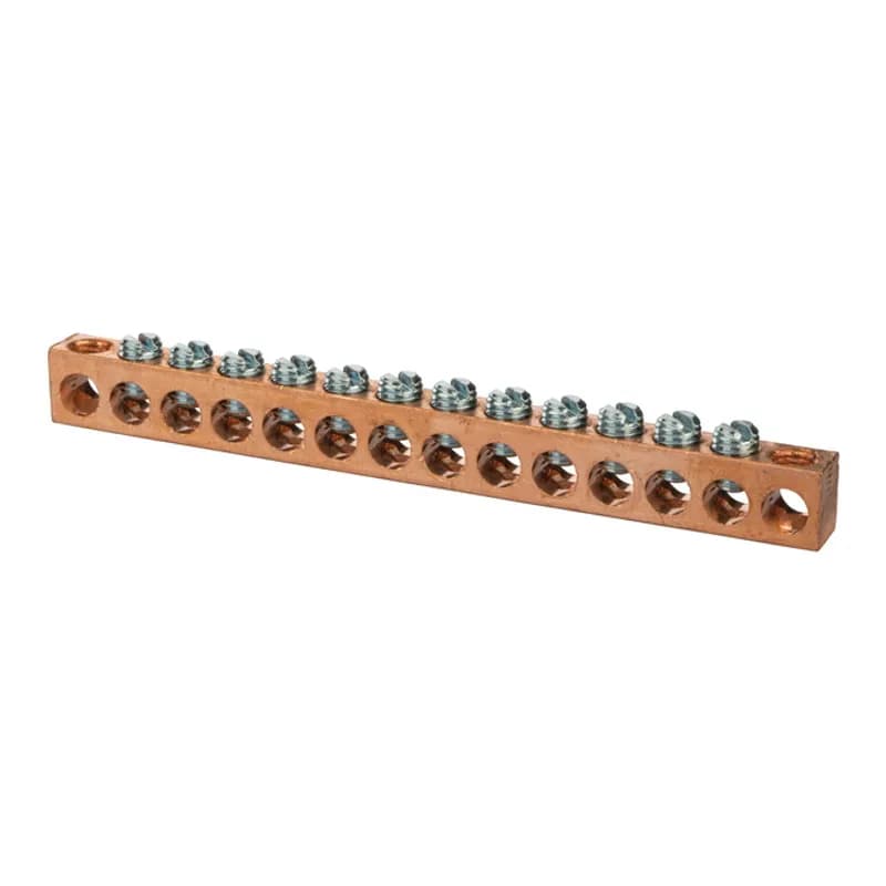 NSI Industries 4C-14-14114 - Copper Multiple Connector 4-14 AWG 14 Hole Copper multiple connectors are made copper and can be used ina variety of neutral and grounding applications.Tin plated forlow contact resistance and are suitable foruse with copper wire only.