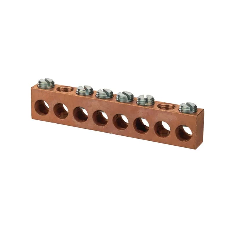 Copper Multiple Connector 2-14 AWG 8 Hole Copper multiple connectors are made copper and can be used ina variety of neutral and grounding applications.Tin plated forlow contact resistance and are suitable foruse with copper wire only.