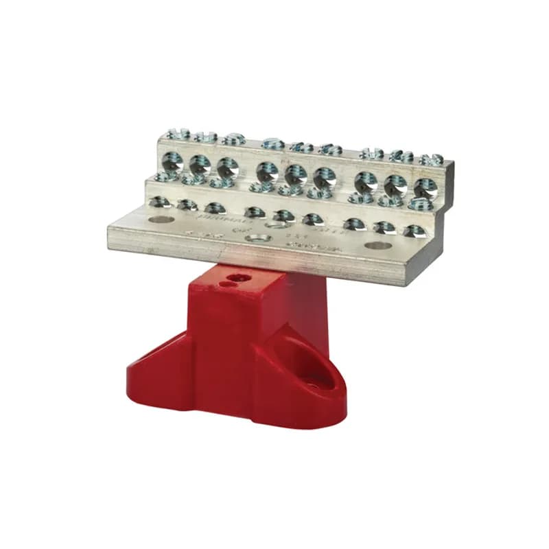 225A Stacked Neutral Bar, 4-14 AWG 18 Circuits - With Mtg Base
