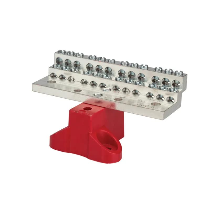 225A Stacked Neutral Bar, 4-14 AWG 24 Circuits - With Mtg Base