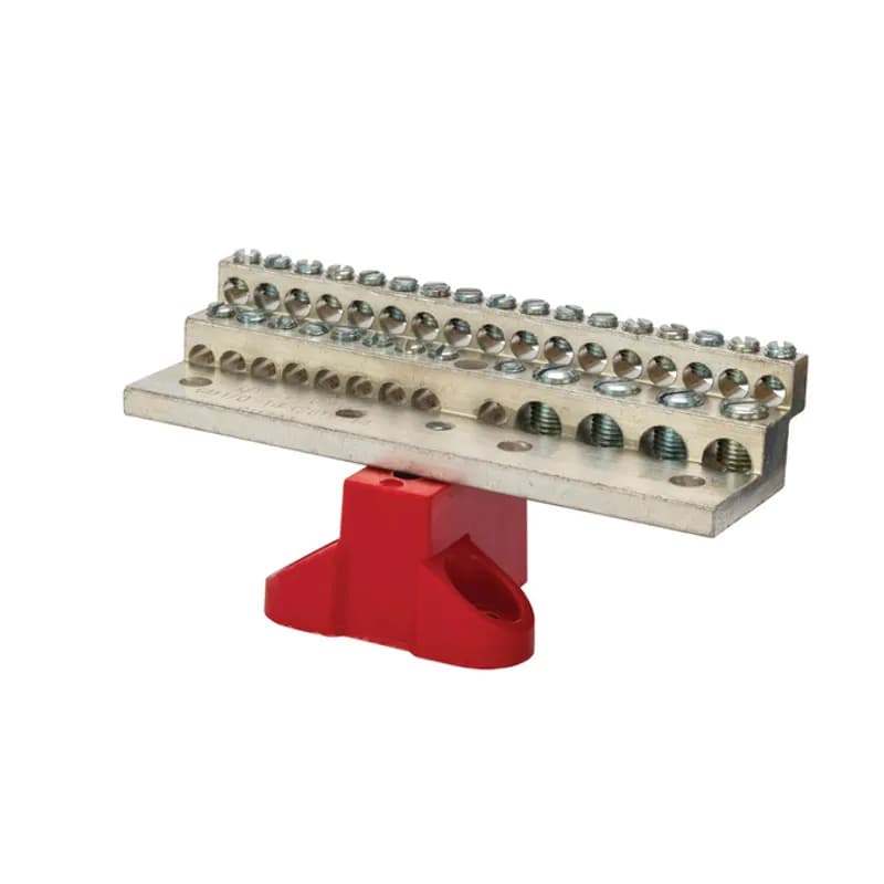 225A Stacked Neutral Bar, 4-14 AWG 26 Circuits, 1/0-14 AWG 4 Circuits - With Mtg Base