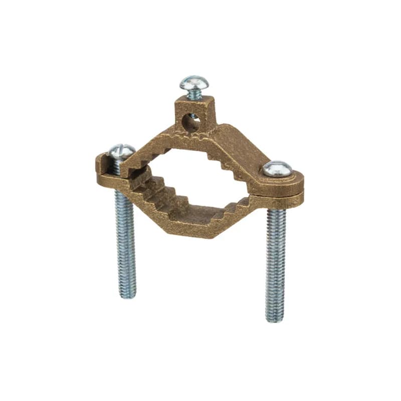 The NSI G-2 Heavy Duty Bronze Ground Clamp for Water Pipe grips on water pipes between 1-1/4" to 2" in diameter with its serrated body. The zinc-plated steel screws and cast bronze clamp body are made of economical, high-quality metals that provide durable performance in a range of applications. Use this clamp to quickly and easily ground wires to water pipes with the included set screw. Designed for use alone or with heavy-duty bronze adapters. UL Listed 467 for Grounding and Bonding. Stock products you can rely onâ€”stock NSI.