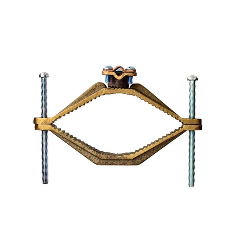 The NSI G-16 Heavy Bronze Ground Clamp with Wire Adapter grips on pipes between 4-1/2" to 6" in diameter and features a wire adapter that swings 360 degrees to make alignment simple. Heavy duty bronze adapters have serrations that match the serrations on the ground clamp, assuring a positive lock. The zinc-plated steel screws and bronze clamp body are made of tough, high-quality metals that provide durable performance in a range of applications. Use this clamp to connect grounding conductor to rigid conduit on water pipe. cULus Listed 467 for Grounding and Bonding. Stock products you can rely onâ€”stock NSI.
