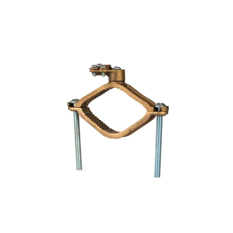 The NSI G-15 Heavy Bronze Ground Clamp with Wire Adapter grips on pipes between 2-1/2" to 4" in diameter and features a wire adapter that swings 360 degrees to make alignment simple. Heavy duty bronze adapters have serrations that match the serrations on the ground clamp, assuring a positive lock. The zinc-plated steel screws and bronze clamp body are made of tough, high-quality metals that provide durable performance in a range of applications. Use this clamp to connect grounding conductor to rigid conduit on water pipe. UL Listed 467 for Grounding and Bonding. Stock products you can rely onâ€”stock NSI.