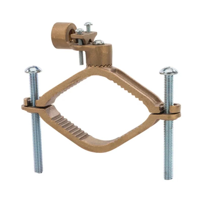 The NSI G-18 Heavy Duty Bronze Ground Clamp for Rigid Conduit grips on pipes between 2-1/2" to 4" in diameter and features a 1/2" adapter hub that swings 360 degrees to make alignment simple. Heavy duty bronze adapters have serrations that match the serrations of the ground clamp, assuring a positive lock. The zinc-plated steel screws and bronze clamp body are made of economical, high-quality metals that provide durable performance in a range of applications. Use this interchangeable clamp to attach rigid conduit and ground conductors to water pipes in indoor environments. UL Listed 467 for Grounding and Bonding. Stock products you can rely onâ€”stock NSI.