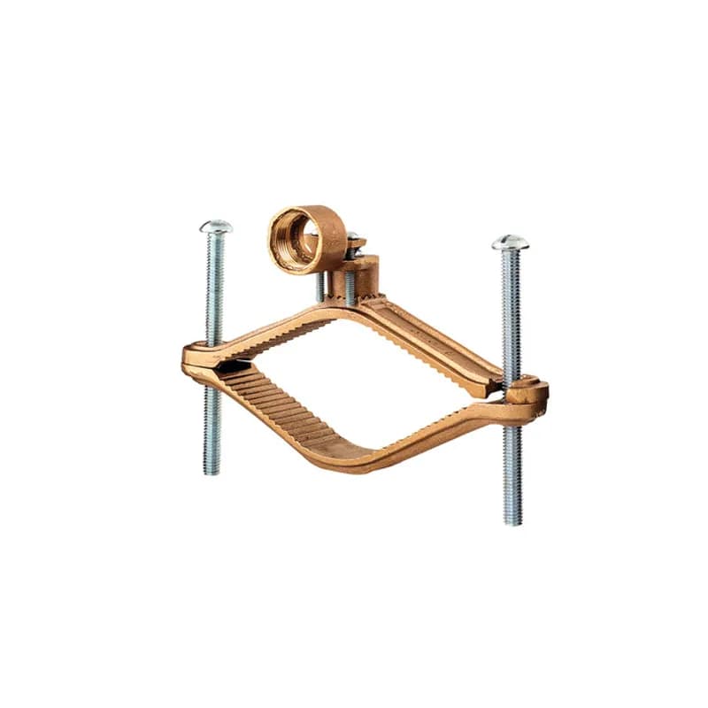 The NSI G-22 Heavy Duty Bronze Ground Clamp for Rigid Conduit grips on pipes between 4-1/2" to 6" in diameter and features a 3/4" adapter hub that swings 360 degrees to make alignment simple. Heavy duty bronze adapters have serrations that match the serrations of the ground clamp, assuring a positive lock. The zinc-plated steel screws and bronze clamp body are made of economical, high-quality metals that provide durable performance in a range of applications. Use this interchangeable clamp to attach rigid conduit and ground conductors to water pipes in indoor environments. UL Listed 467 for Grounding and Bonding. Stock products you can rely onâ€”stock NSI.
