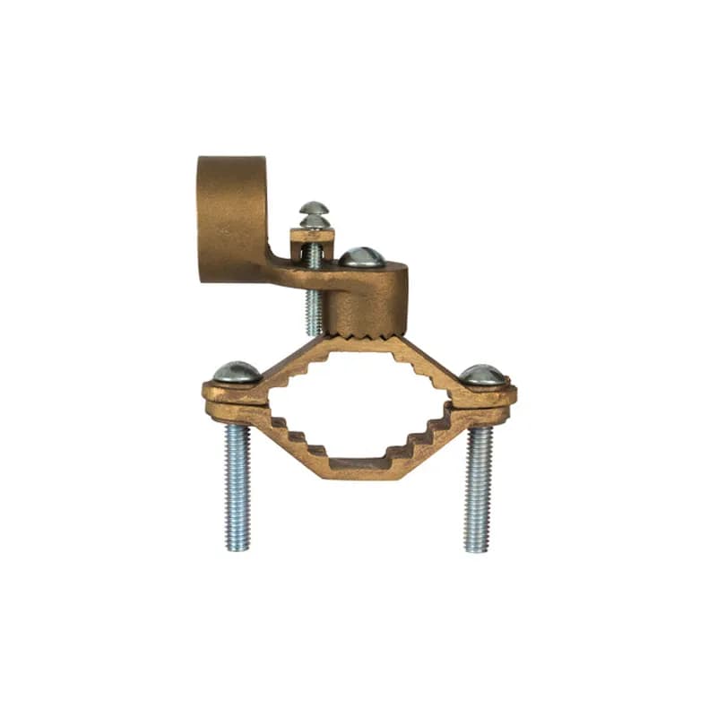NSI Industries G-10 - The NSI G-10 Heavy Duty Bronze Ground Clamp for Rigid Conduit grips on pipes between 1-1/4" to 2" in diameter and features a 1" adapter hub that swings 360 degrees to make alignment simple. Heavy duty bronze adapters have serrations that match the serrations of the ground clamp, assuring a positive lock. The zinc-plated steel screws and bronze clamp body are made of economical, high-quality metals that provide durable performance in a range of applications. Use this interchangeable clamp to attach rigid conduit and ground conductors to water pipes in indoor environments. UL Listed 467 for Grounding and Bonding. Stock products you can rely on—stock NSI.