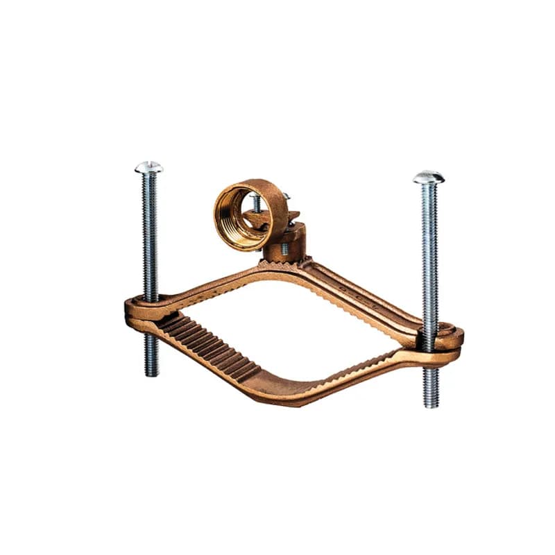 The NSI G-25 Heavy Duty Bronze Ground Clamp for Rigid Conduit grips on pipes between 4-1/2" to 6" in diameter and features a 1" adapter hub that swings 360 degrees to make alignment simple. Heavy duty bronze adapters have serrations that match the serrations of the ground clamp, assuring a positive lock. The zinc-plated steel screws and bronze clamp body are made of economical, high-quality metals that provide durable performance in a range of applications. Use this interchangeable clamp to attach rigid conduit and ground conductors to water pipes in indoor environments. UL Listed 467 for Grounding and Bonding. Stock products you can rely onâ€”stock NSI.