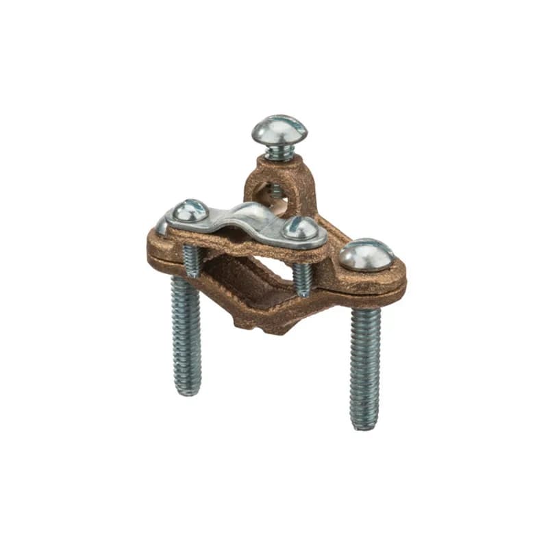 NSI Industries G-20 - The NSI G-20 Bronze Ground Clamp with Wire Adapters grips on pipes between 1/2" to 1" in diameter and features a special pressure bar which grips wiring and lessens the chances of grounding conductor being pulled out. The zinc-plated steel screws and bronze clamp body are made of economical, high-quality metals that provide durable performance in a range of applications. Use this clamp with wire adapters for connecting unarmored 4, 6, or 8 STR ground wire to water pipe for grounding. UL Listed 467 for Grounding and Bonding. Stock products you can rely on—stock NSI.