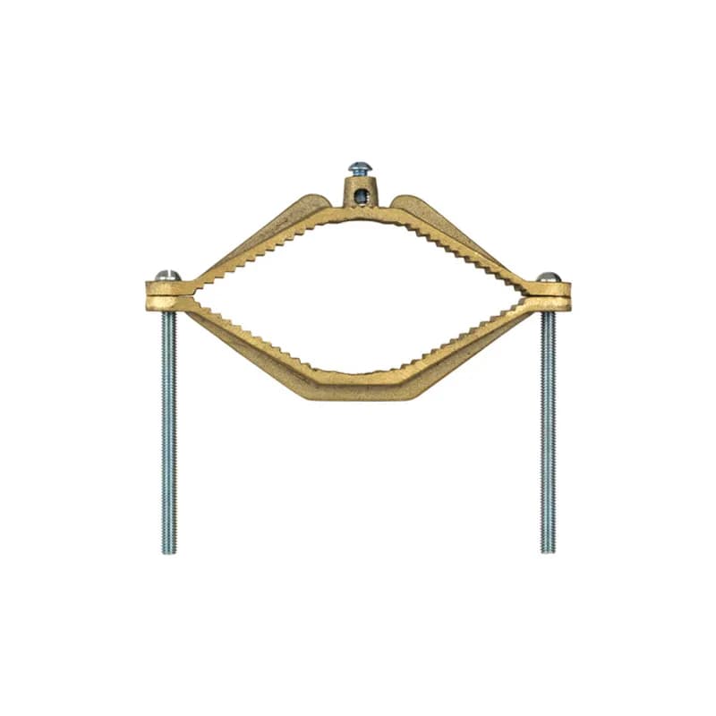 The NSI G-6-S Bronze Ground Clamp for Water Pipe, grips on water pipes between 4-1/2" to 6" in diameter for quick and easy assembly. The zinc-plated steel screws and cast bronze clamp body are made of economical, high-quality metals that provide durable performance in a range of applications. Use this clamp to easily bond bare copper wire to a water pipe or for use as a water meter shunt. cULus Listed 467 for Grounding and Bonding. Stock products you can rely on—stock NSI.