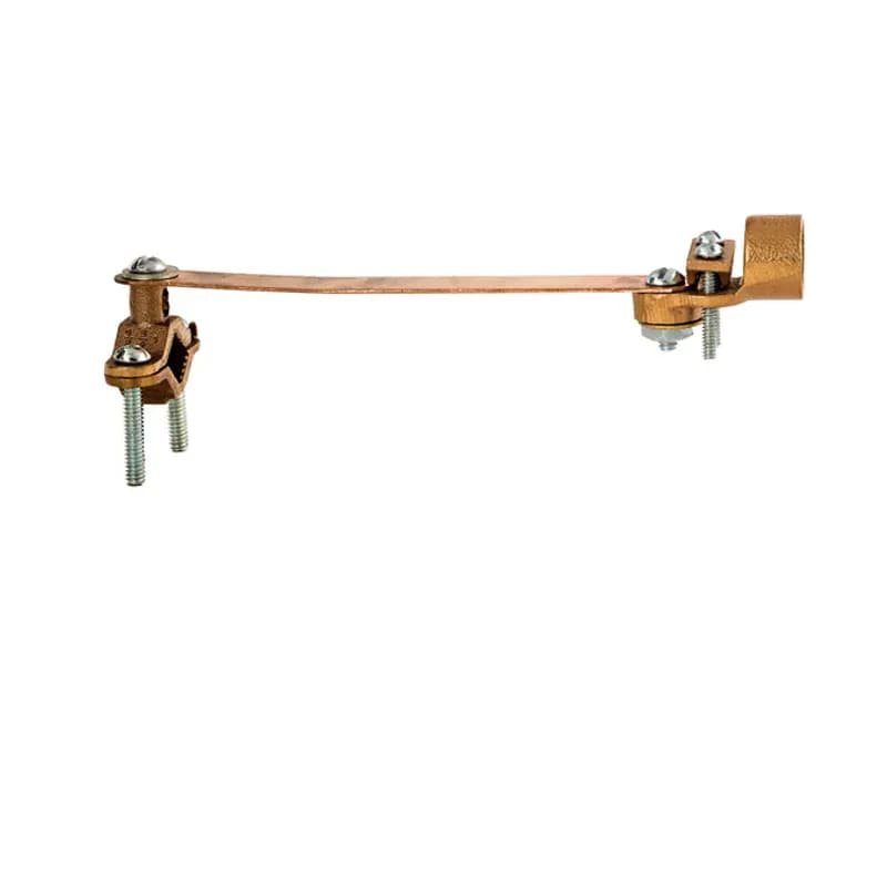 The NSI G-90 Ground Clamp for Rigid Conduit with Flexible Wire Strap, grips on pipes between 1/2" to 1" in diameter and features a 1/2" adapter hub connected to the clamp by a flexible copper strap. The wire strap and adapter both swing 360 degrees, making alignment simple. The copper strap provides additional flexibility during grounding and helps to protect the conduit system from results of vibrations in the water system. The zinc-plated steel screws and bronze clamp body are made of economical, high-quality metals that provide durable performance in a range of applications. Use this clamp to attach ground wires from rigid conduit to water pipes in indoor environments. cULus Listed 467 for Grounding and Bonding. Stock products you can rely onâ€”stock NSI.