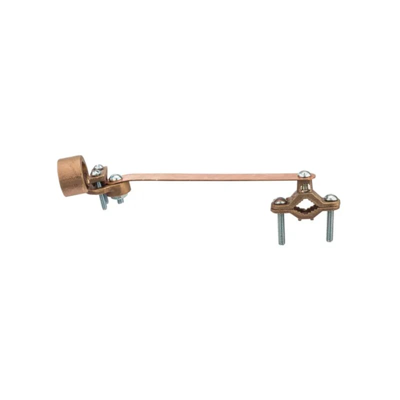 The NSI G-79 Ground Clamp for Rigid Conduit with Flexible Wire Strap, grips on pipes between 1/2" to 1" in diameter and features a 3/4" adapter hub connected to the clamp by a flexible copper strap. The wire strap and adapter both swing 360 degrees, making alignment simple. The copper strap provides additional flexibility during grounding and helps to protect the conduit system from results of vibrations in the water system. The zinc-plated steel screws and bronze clamp body are made of economical, high-quality metals that provide durable performance in a range of applications. Use this clamp to attach ground wires from rigid conduit to water pipes in indoor environments. UL Listed 467 for Grounding and Bonding. Stock products you can rely onâ€”stock NSI.
