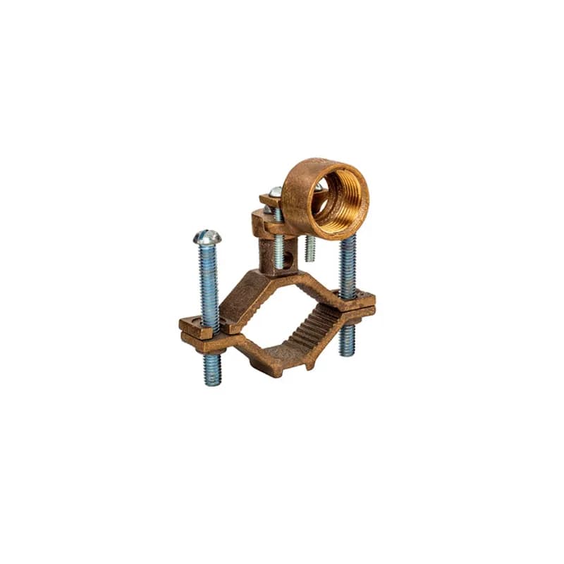 The NSI EG-8 Bronze Ground Clamp for Rigid Conduit grips on pipes between 1-1/4" to 2" in diameter and features a 3/4" adapter hub that swings 360 degrees to make alignment simple. The zinc-plated steel screws and bronze clamp body are made of economical, high-quality metals that provide durable performance in a range of applications. Use this interchangeable clamp to attach rigid conduit and ground conductors to water pipes in indoor environments. UL Listed 467 for Grounding and Bonding. Stock products you can rely on—stock NSI.