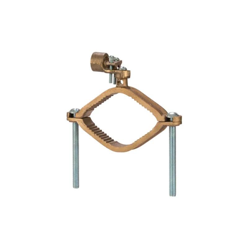 The NSI EG-15 Bronze Ground Clamp for Rigid Conduit grips on pipes between 2-1/2" to 4" in diameter and features a 1/2" adapter hub that swings 360 degrees to make alignment simple. The zinc-plated steel screws and bronze clamp body are made of economical, high-quality metals that provide durable performance in a range of applications. Use this interchangeable clamp to attach rigid conduit and ground conductors to water pipes in indoor environments. cULus Listed 467 for Grounding and Bonding. Stock products you can rely on—stock NSI.