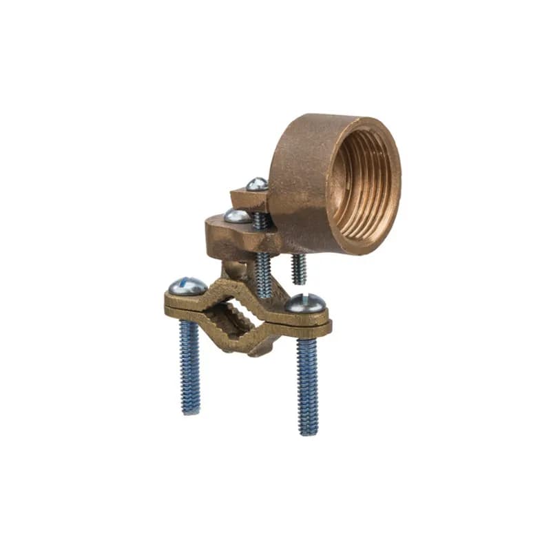 The NSI EG-9 Bronze Ground Clamp for Rigid Conduit grips on pipes between 1/2" to 1" in diameter and features a 1" adapter hub that swings 360 degrees to make alignment simple. The zinc-plated steel screws and bronze clamp body are made of economical, high-quality metals that provide durable performance in a range of applications. Use this interchangeable clamp to attach rigid conduit and ground conductors to water pipes in indoor environments. UL Listed 467 for Grounding and Bonding. Stock products you can rely on—stock NSI.
