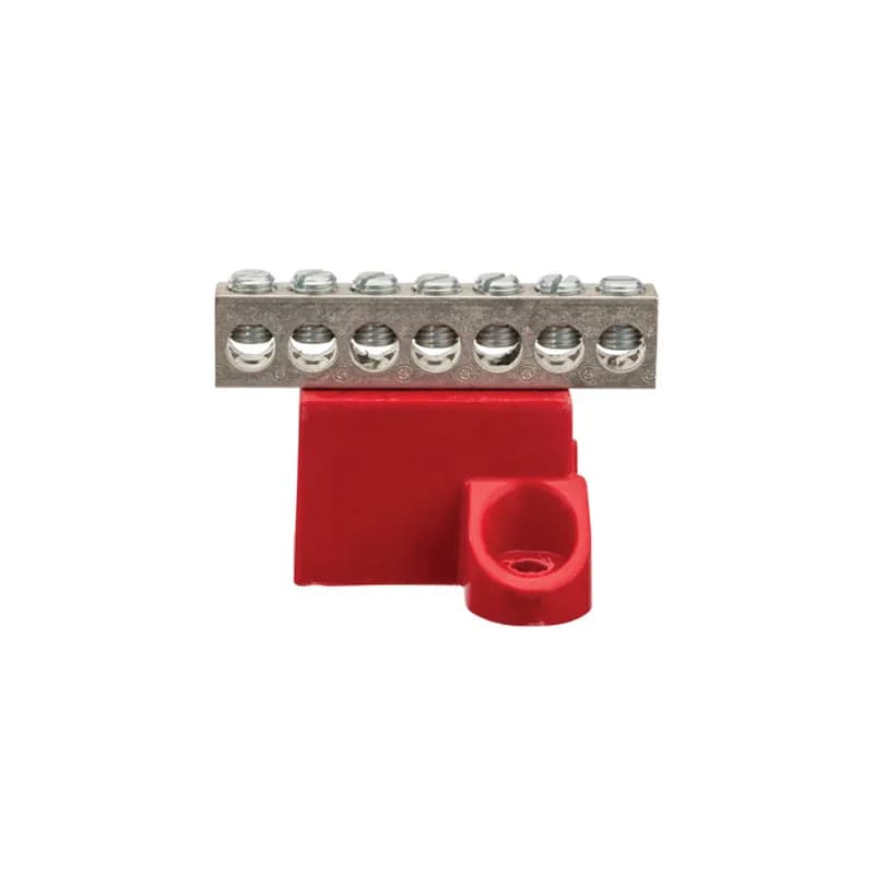 The NSI GBA2-7 Aluminum Isolated Ground Bar mounts onto most surfaces using the high-strength glass-filler polyester base, then fits up to 7 copper or aluminum cables in the 2 to 14 AWG size range. The high-strength aluminum alloy 6061-T6 body is dual-rated for use with copper and aluminum and forms reliable connections using the simple tightening screw lug design. Stock products you can rely onâ€”stock NSI.