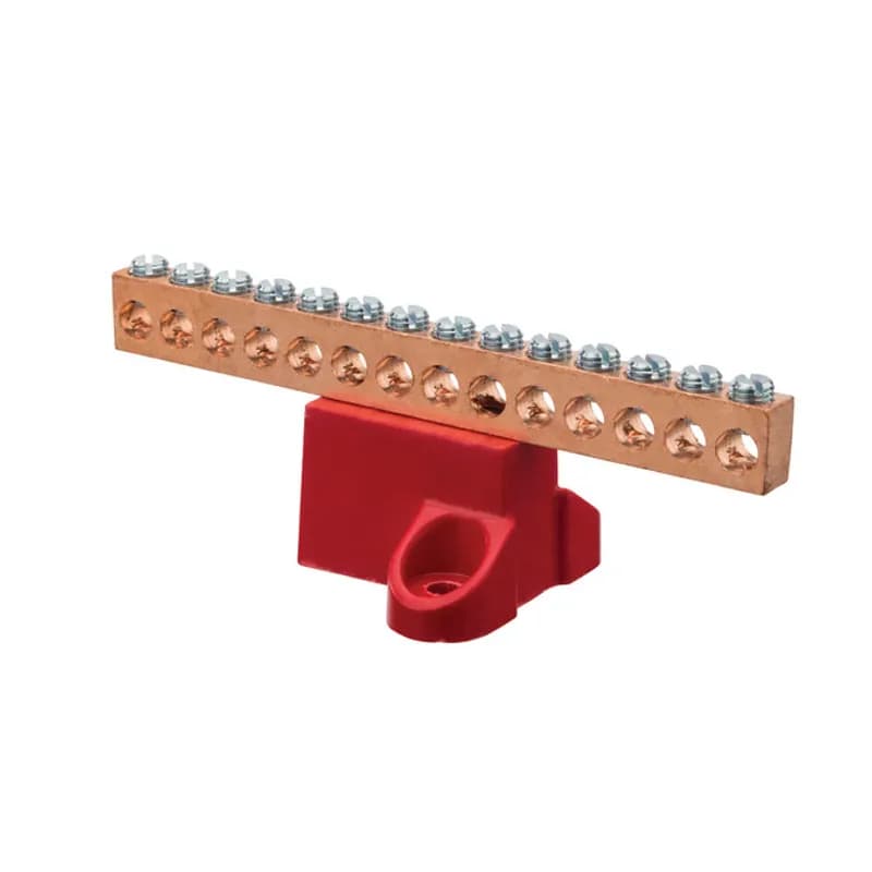 The NSI GBC2-14 Copper Isolated Ground Bar mounts onto most surfaces using the high-strength glass-filler polyester base, then fits up to 14 copper cables in the 2 to 14 AWG size range. The high-conductivity copper body is rated for use with copper wiring and forms reliable connections using the simple tightening screw lug design. Stock products you can rely onâ€”stock NSI.