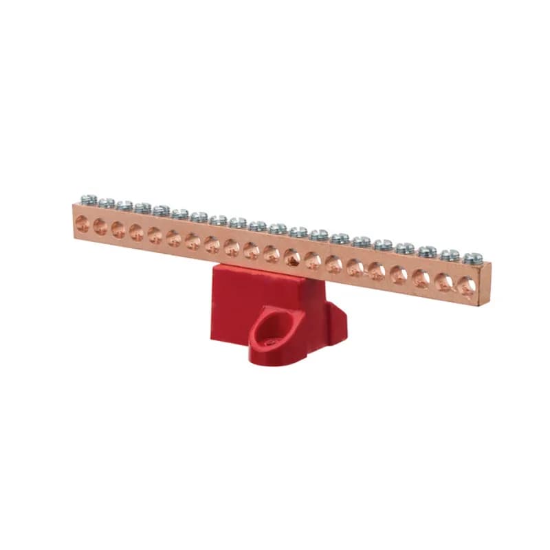 The NSI GBC2-20 Copper Isolated Ground Bar mounts onto most surfaces using the high-strength glass-filler polyester base, then fits up to 20 copper cables in the 2 to 14 AWG size range. The high-conductivity copper body is rated for use with copper wiring and forms reliable connections using the simple tightening screw lug design. Stock products you can rely on—stock NSI.