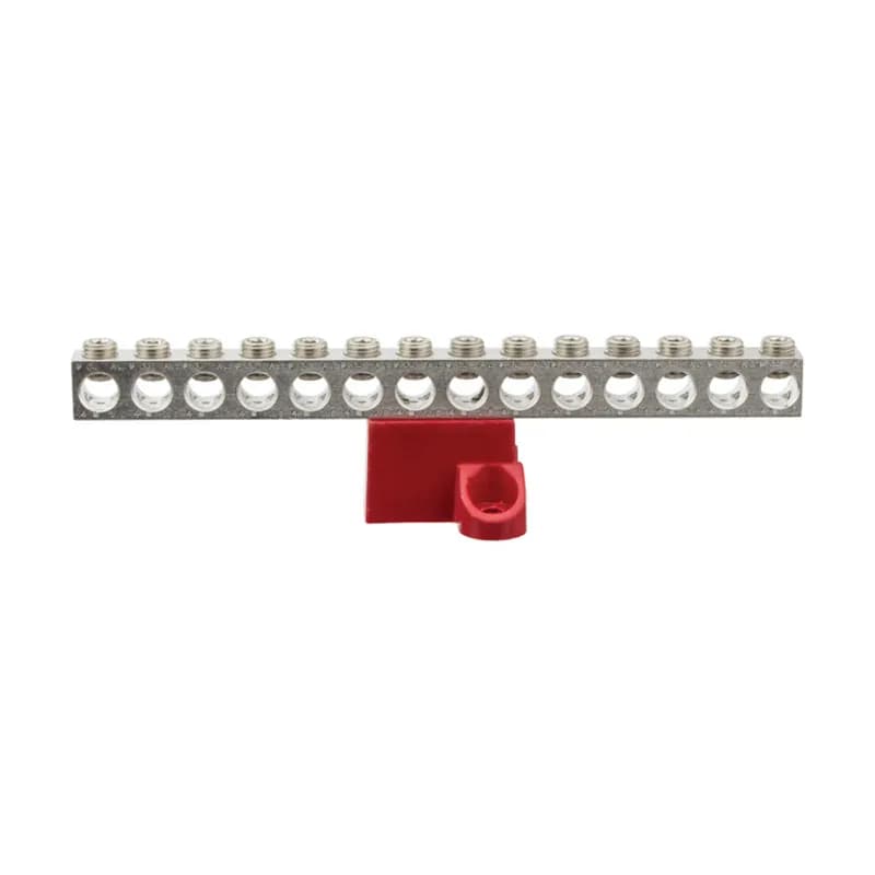 The NSI GBA20-14 Aluminum Isolated Ground Bar mounts onto most surfaces using the high-strength glass-filler polyester base, then fits up to 14 copper or aluminum cables in the 2/0 to 14 AWG size range. The high-strength aluminum alloy 6061-T6 body is dual-rated for use with copper and aluminum and forms reliable connections using the simple tightening screw lug design. Stock products you can rely on—stock NSI.