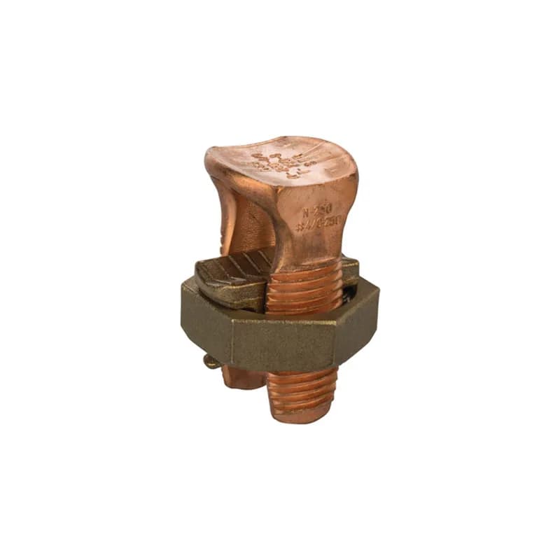 NSI Industries N-250 - Copper Split Bolt Connector 250 MCM Copper Split Bolt Connectors are high-strength solderless service connectors made of high-copper alloy for copper and copperweld wires. Type for two maximum wire sizes.