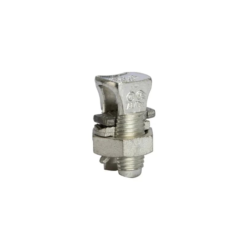 NSI Industries N-2SP - All Purpose Split Bolt Connector 2 AWG All Purpose Split Bolt Connectors are used for combinations of aluminum to copper, aluminum to aluminum, steel to aluminum, copper to copper, and steel to copper applications. They have an electro-tinned body. UL listed for copper and copperweld wires only. Includes nut, spacer and pressure pad.