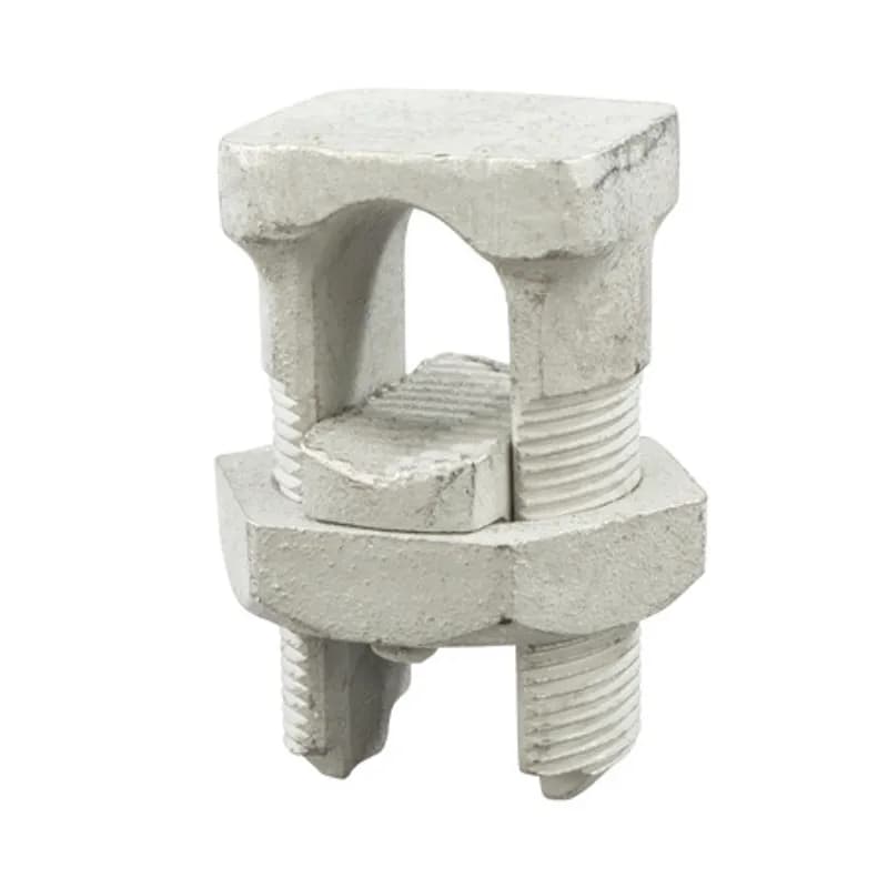 All Purpose Split Bolt Connector 750 MCM All Purpose Split Bolt Connectors are used for combinations of aluminum to copper, aluminum to aluminum, steel to aluminum, copper to copper, and steel to copper applications. They have an electro-tinned body. UL listed for copper and copperweld wires only. Includes nut, spacer and pressure pad.