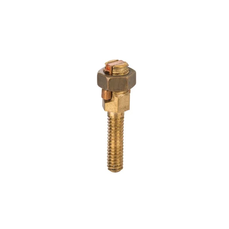 NSI Industries SPM-1L - Service Post Connector - One Wire Type 8 STR Service Post Connectors is used for connecting one or two conductors. Made from high copper content hard-drawn rod. Lay-in feature makes them excellent for continuous loop grounding and bonding. Used to ground to bar or plate. Suitable for direct burial in earth or concrete.