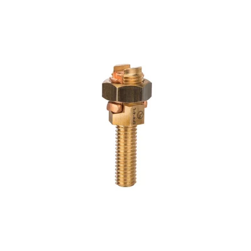 NSI Industries SPM-4L - Service Post Connector - One Wire Type 2 SOL Service Post Connectors is used for connecting one or two conductors. Made from high copper content hard-drawn rod. Lay-in feature makes them excellent for continuous loop grounding and bonding. Used to ground to bar or plate. Suitable for direct burial in earth or concrete.