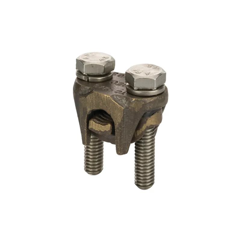 NSI Industries TC2/0 - Two-Bolt Bronze Tap Connector 2/0 Str - 1 Sol Two-bolt bronze tap connectors are made of high strength bronze for heavy duty connections. For use with copper to copper conductors.