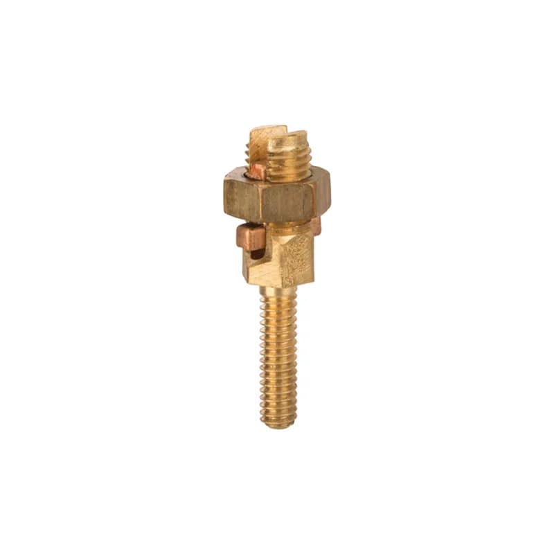 NSI Industries SPM-22L - Service Post Connector - Two Wire Type 10 SOL - 7 STR Service Post Connectors is used for connecting one or two conductors. Made from high copper content hard-drawn rod. Lay-in feature makes them excellent for continuous loop grounding and bonding. Used to ground to bar or plate. Suitable for direct burial in earth or concrete.