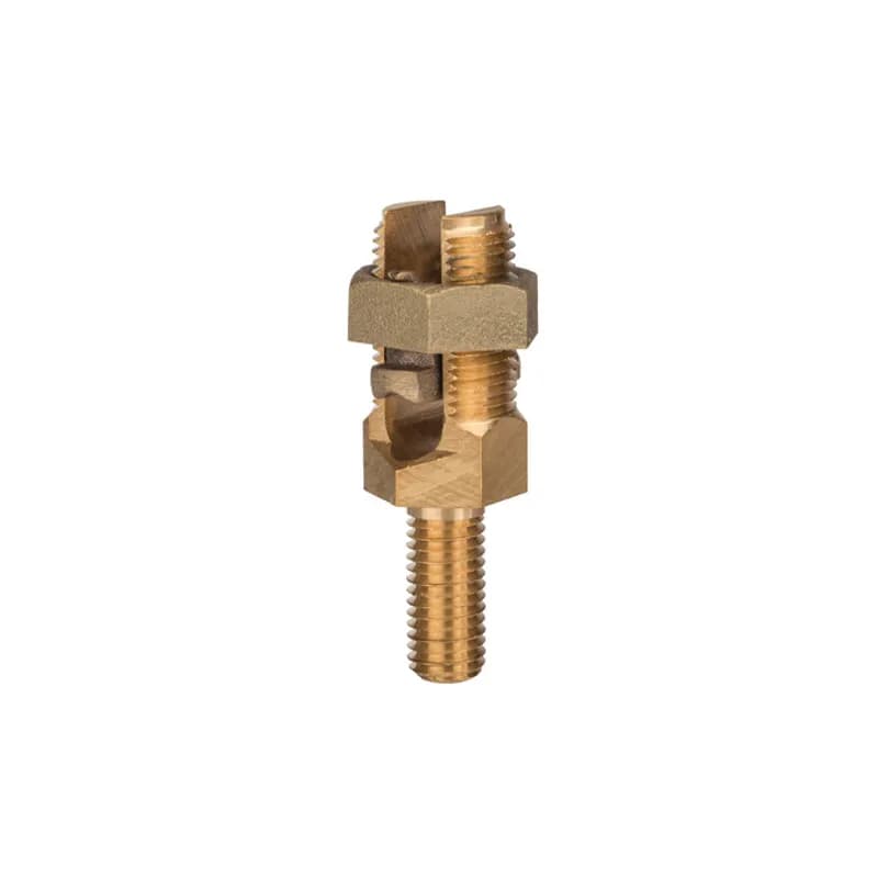 NSI Industries SPM-29L - Service Post Connector - Two Wire Type 1-4/0 AWG Service Post Connectors is used for connecting one or two conductors. Made from high copper content hard-drawn rod. Lay-in feature makes them excellent for continuous loop grounding and bonding. Used to ground to bar or plate. Suitable for direct burial in earth or concrete.