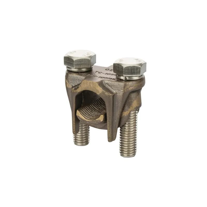 NSI Industries TC1000 - Two-Bolt Bronze Tap Connector 1000 - 750 MCM Main and 1000 MCM - 2 SOL Tap. Two-bolt bronze tap connectors are made of high strength bronze for heavy duty connections. For use with copper to copper conductors.