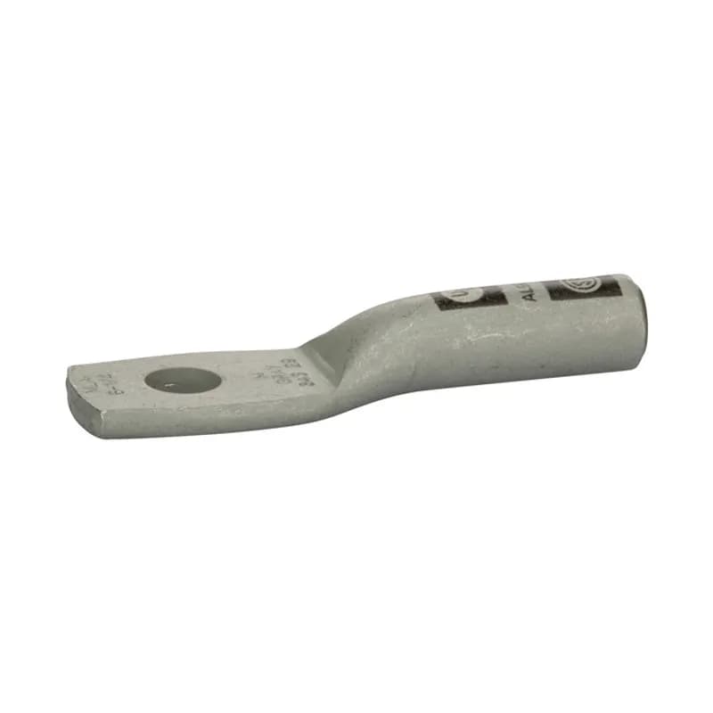 1 HoleStandard BarrelAluminum Compression Lug6 AWG - 1/4 Bolt Standard BarrelAluminum Compression Lugs is a type ofaluminum compression connector that is produced from high conductivityaluminum tubing.Center stop assures proper cable installation.They are tin-plated to provide corrosion resistance and are marked with die index and color coded for easy reference. Listed for 35KV maximum when properly installed.