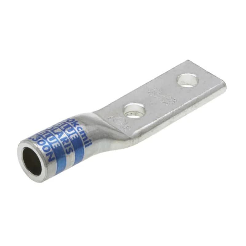 NSI Industries AL300N - 2HoleStandard BarrelAluminum Compression Lug 300 MCM -1/2 Bolt Standard BarrelAluminum Compression Lugs is a type ofaluminum compression connector that is produced from high conductivityaluminum tubing.Center stop assures proper cable installation.They are tin-plated to provide corrosion resistance and are marked with die index and color coded for easy reference. Listed for 35KV maximum when properly installed.