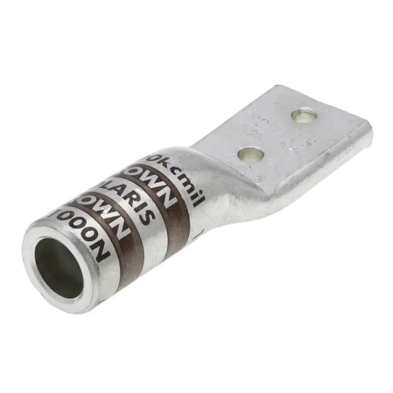 NSI Industries AL1000N - 2HoleStandard BarrelAluminum Compression Lug1000MCM -1/2 Bolt Standard BarrelAluminum Compression Lugs is a type ofaluminum compression connector that is produced from high conductivityaluminum tubing.Center stop assures proper cable installation.They are tin-plated to provide corrosion resistance and are marked with die index and color coded for easy reference. Listed for 35KV maximum when properly installed.