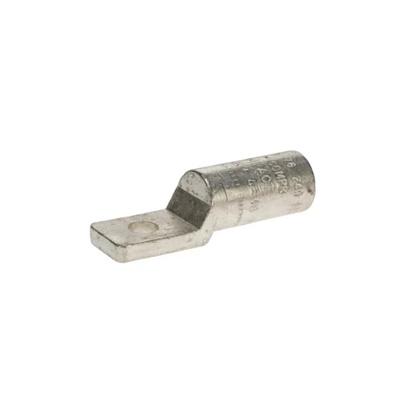 Cast Aluminum Meter Socket Lug 4 AWG - 3/8 Bolt Made of dead-soft EC grade aluminum. 840 common dies- one die installs on all sizes. For aluminum or copper conductors. Pre-filled with oxide inhibitor. Installing dies (color red): .840, 18, 324, TX, 76, 11A, 249.