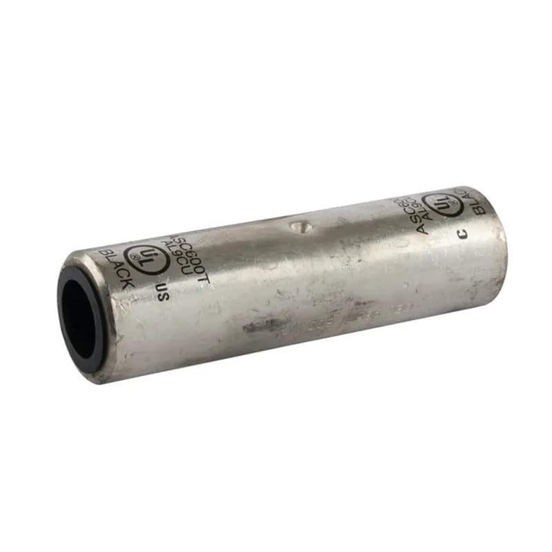 Dual Rated Aluminum Splice 600 MCM Dual Rated Aluminum Splices are a type of aluminum compression connector that is produced from high conductivity aluminum tubing. Center stop assures proper cable installation. Electro-tin plated for corrosion resistance. Color coded and marked with die index information. Pre-filled with oxide inhibitor and capped with color coded cap.