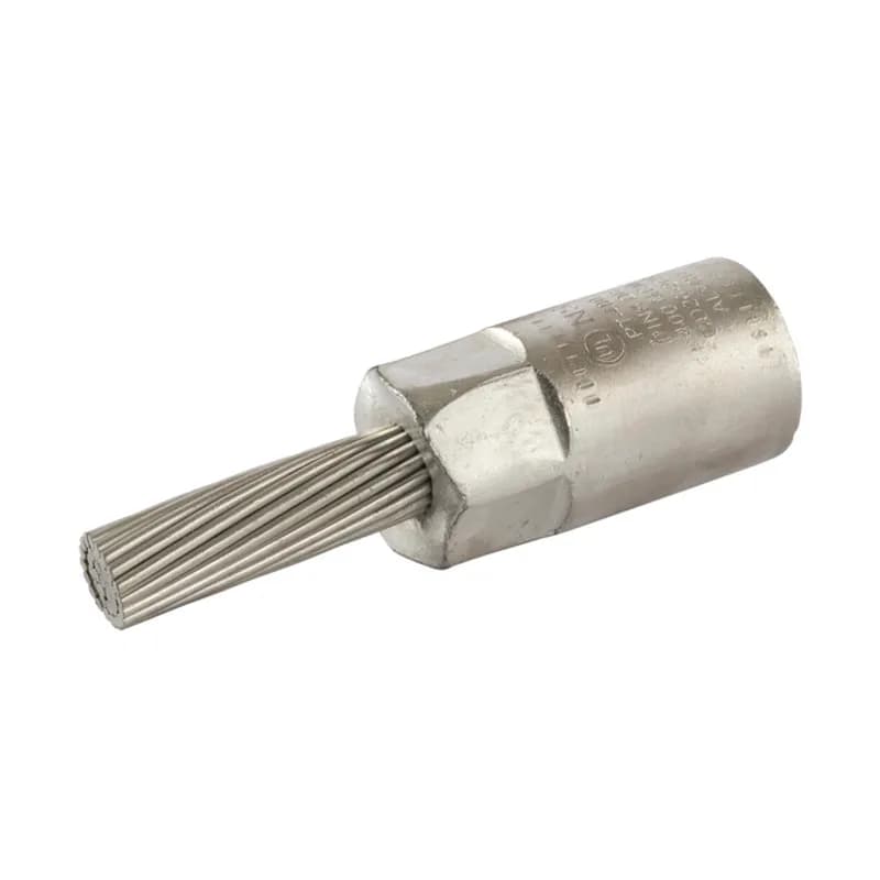 Stranded Bi-Metallic Pin Terminal 400 MCM Stranded Bi-Metallic Pin Terminal designed to facilitate termination of aluminum conductors. Tin-plated stranded copper pin. Connector bores are coated with oxide inhibitor. Supplied with EPDM insulating cover. UL 486B listed. Rated 600 volts.