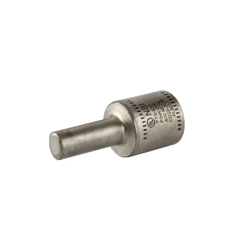 Solid Pin Terminal for Copper and Aluminum Conductors 400 MCM All-aluminum Pin Terminals is designed for termination of both aluminum and copper conductors. The solid pin is made of aluminum and is tin-plated and pre-filled with oxide inhibitor. A cover is provided for quick installation. Rated 600 Volts.