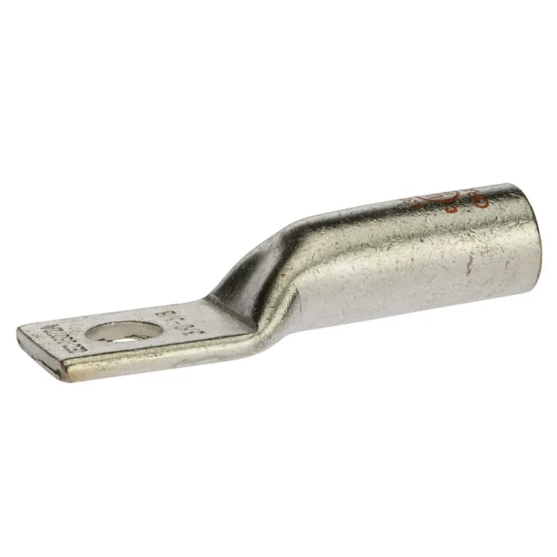 1 Hole Long Barrel Copper Compression Lug 3&frasl-0 AWG - 3/8" Bolt Long Barrel Copper Compression Lugs are produced from high conductivity copper tubing. They are tin-plated to provide corrosion low contact resistance. Marked with die index and color coded for easy reference. Listed for 35KV maximum when properly installed and to cable manufacturer instructions. Temperature rating 90 degrees C. .
