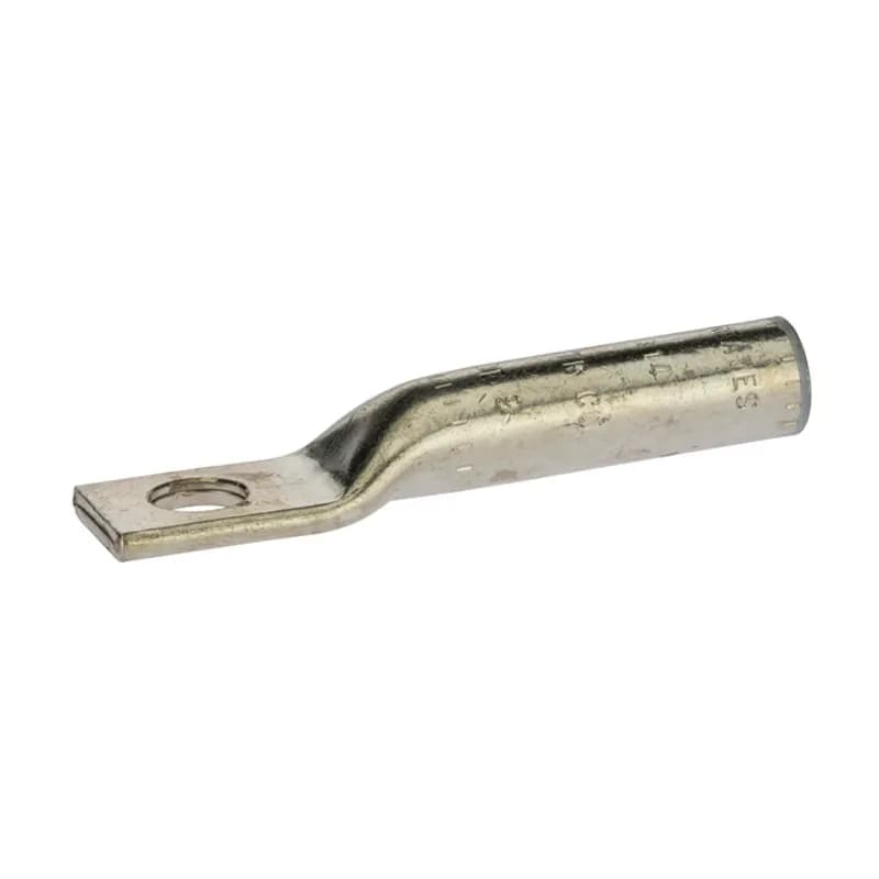 1 Hole Long Barrel Copper Compression Lug 3 AWG - 1/4" Bolt Long Barrel Copper Compression Lugs are produced from high conductivity copper tubing. They are tin-plated to provide corrosion low contact resistance. Marked with die index and color coded for easy reference. Listed for 35KV maximum when properly installed and to cable manufacturer instructions. Temperature rating 90 degrees C. .