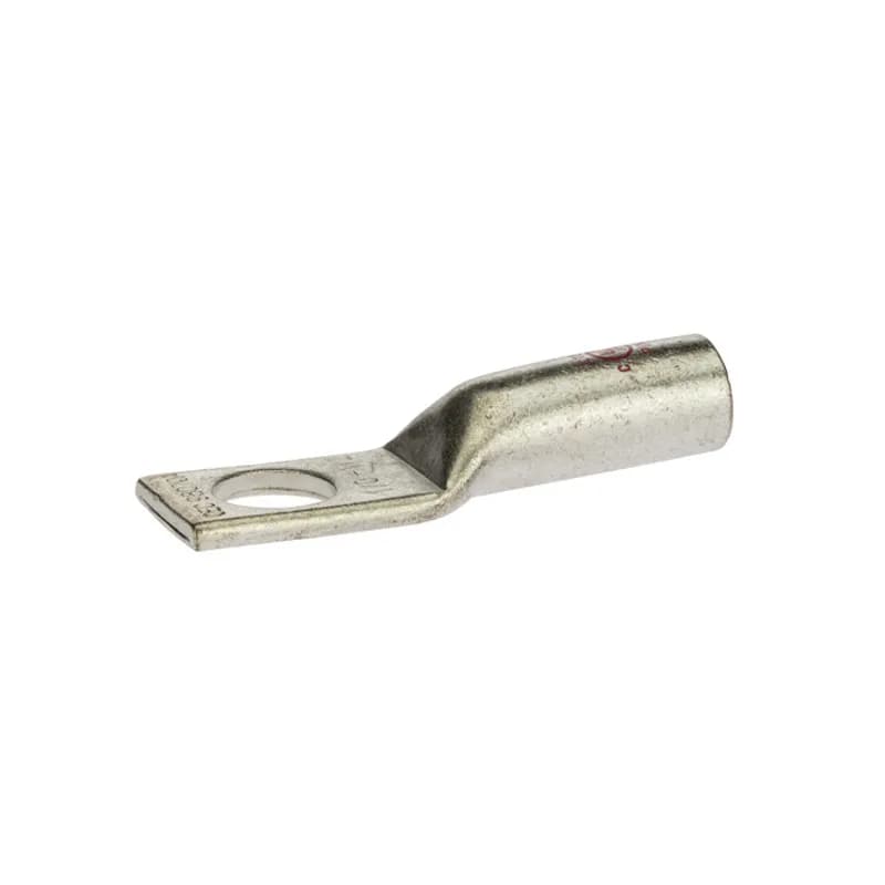1 Hole Long Barrel Copper Compression Lug 1&frasl-0 AWG - 1/2" Bolt Long Barrel Copper Compression Lugs are produced from high conductivity copper tubing. They are tin-plated to provide corrosion low contact resistance. Marked with die index and color coded for easy reference. Listed for 35KV maximum when properly installed and to cable manufacturer instructions. Temperature rating 90 degrees C. .