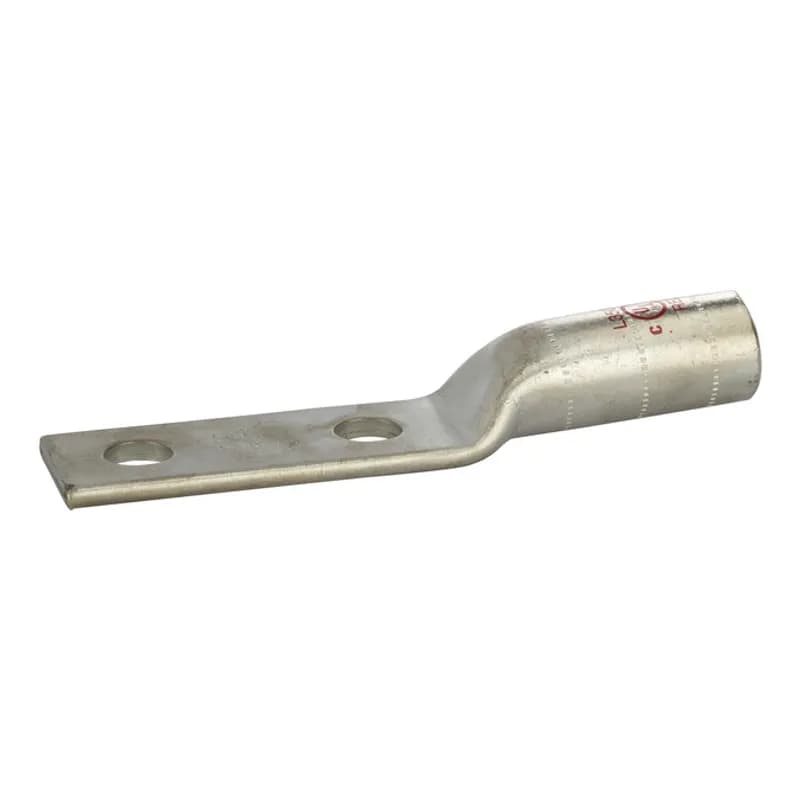 2Hole Long Barrel Copper Compression Lug350 MCM-1/2" Bolt Long Barrel Copper Compression Lugs is a type of copper compression connector that is produced from high conductivity copper tubing. They are tin-plated to provide corrosion resistance and are marked with die index and color coded for easy reference. Listed for 35KV maximum when properly installed.