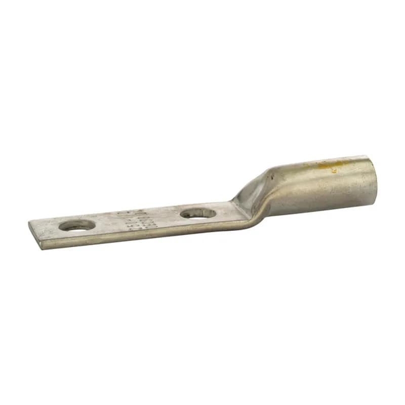 2Hole Long Barrel Copper Compression Lug250 MCM-1/2" Bolt Long Barrel Copper Compression Lugs is a type of copper compression connector that is produced from high conductivity copper tubing. They are tin-plated to provide corrosion resistance and are marked with die index and color coded for easy reference. Listed for 35KV maximum when properly installed.