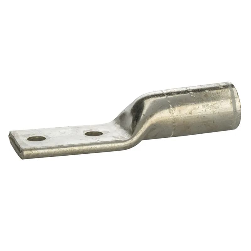 2Hole Long Barrel Copper Compression Lug1000 MCM-1/2" Bolt Long Barrel Copper Compression Lugs is a type of copper compression connector that is produced from high conductivity copper tubing. They are tin-plated to provide corrosion resistance and are marked with die index and color coded for easy reference. Listed for 35KV maximum when properly installed.